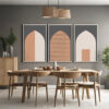 Set of 3 Mid Century Modern Wall Art inspired by South Asian temple arch