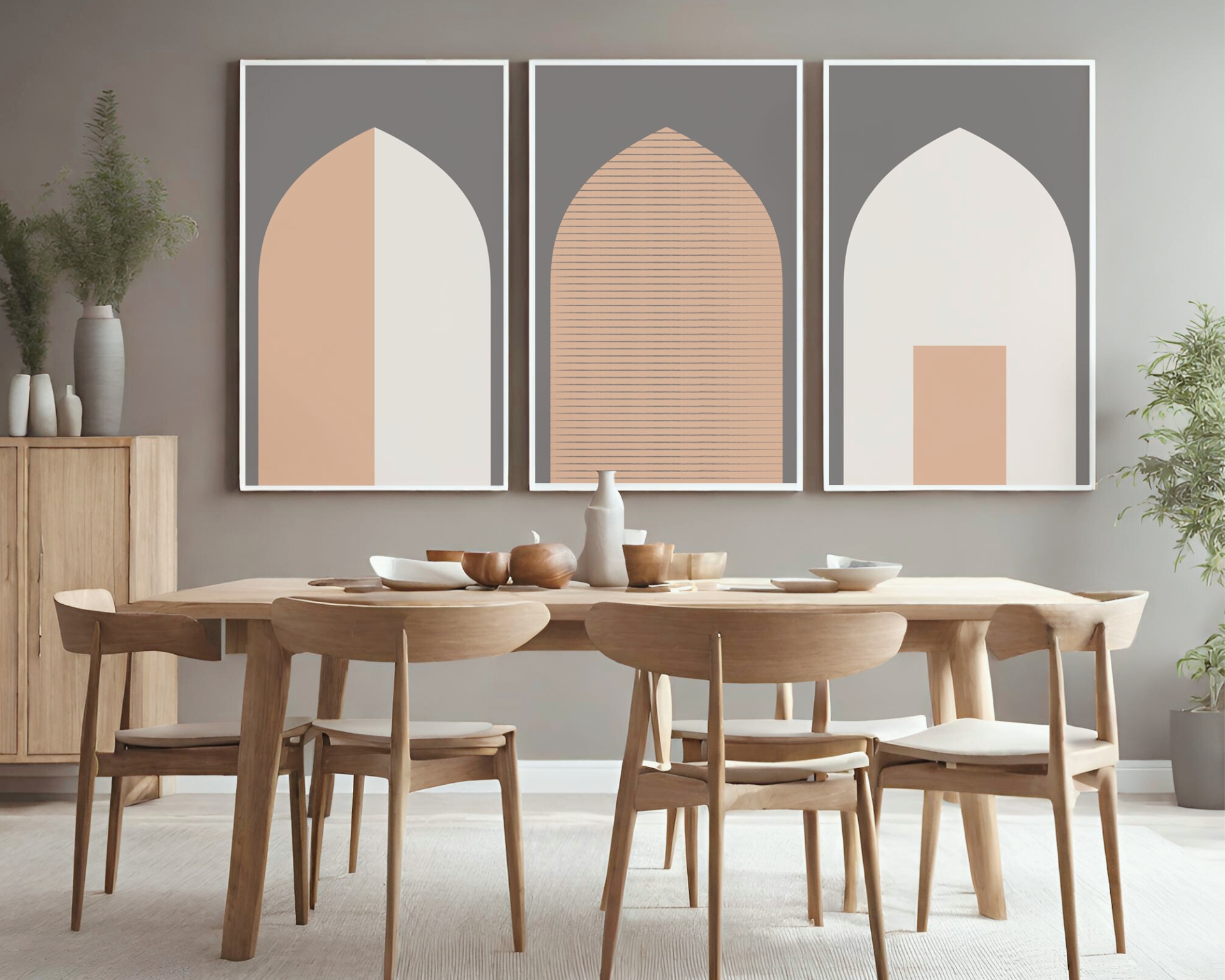 Timeless Portal Series 2: Set of 3 Mid Century Modern Wall Art inspired by South Asian temple arch